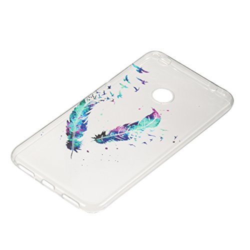 Huawei P8 Lite 2017 Hülle Silikon,P8 Lite 2017 Case,Huawei Honor 8 Lite Schutzhülle,Felfy Transparent Ultra Dünn Slim Soft Gel Silikon Handyhülle Schutzhülle TPU Clear Case Wassermelone Bananen Pony Flamingos Löwenzahn Traumfänger Farbe Muster Backcover Bumper Handytasche Anti Scratch Handyhülle Handycover Etui Tasche für Huawei P8 Lite 2017 / Honor 8 Lite [Zwei Federn] + 1x Silver Stylus+ 1x Bling Dust Plug [Zufällige Farbe] - 4