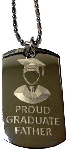 Dog Tags PROUD FATHER of Boy / Male Graduate - Military Dog Tag, Luggage Tag Metal Chain Necklace