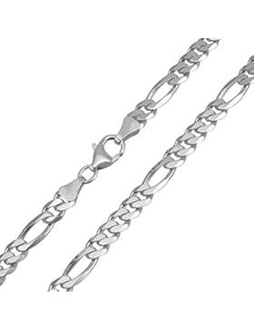 Figarokette 925 Silber Weiss Breite 5,30mm Unisex Panzerkette 5+1 Silberkette Halskette NEU