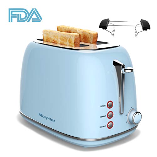 Grille Pain Noir Toaster Morpilot, Grille-pain 4 fentes, 6 Niveaux de Brunissage Réglable, 1600w Grille Pain Inox Extra Large avec Décongeler Réchauffer et Annuler +Tiroirs de ramasse-Miettes Amovible
