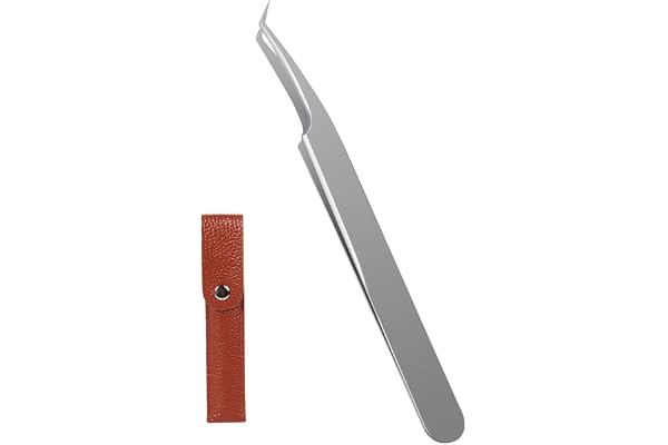 Pince Extension de Cils Pince à épiler pour Extensions de Cils Pince à cils Extension à Bouts Pointus Droit et Courbé Nipper Professionnel en Acier Inoxydable Brucelles de Précision (LM-03)