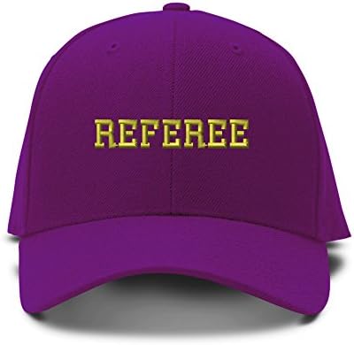 Feruch REFEREE SOCCER FOOTBALL Embroidery Embroidered Adjustable Hat Baseball Cap Purple