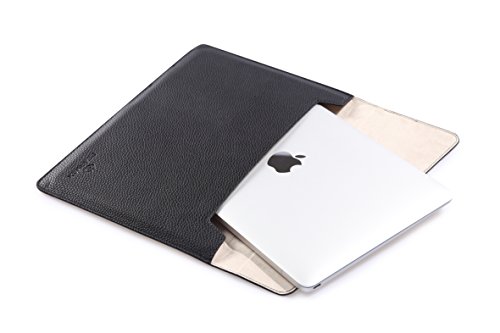 SunSmart Einfache Umschlagart 13.3-Zoll-Laptop-Leder Schutzhülle Tasche mit Magnetverschluss für MacBook Air 13.3“(schwarz) - 3