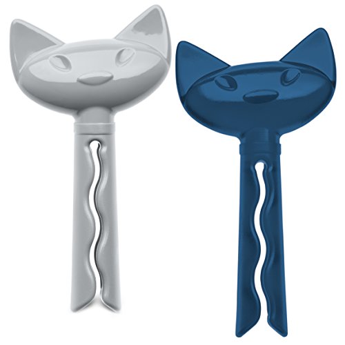Preisvergleich Produktbild Koziol Miaou Verschlussclip, 2er Set, Verschlussklammern, Verschlussklemme, Deep Velvet Blue / Cool Grey, 8.6 cm, 5315399