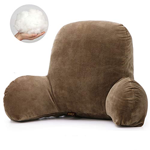 Hrtc Almohada de Lectura de Lujo para Lectura de Cama, Forma de T, cojín Lumbar, no se deforma  (Marrón)