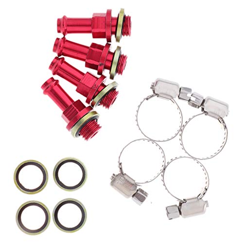 kesoto 4X CNC Boulons Vis Refroidisseur D'huile Radiateur Hydraulique Embrayage Frein Ligne - Rouge