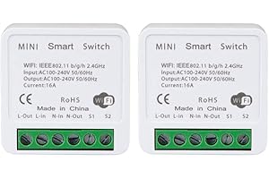 Bkiyougo WiFi Smart Switch Light Switch, Works with Amazon Alexa/Google Home, APP Remote Control, Voice Control, DIY Mode, Timer Function, LAN Control, No Hub Required, 2 Way 16A(2 Pack)