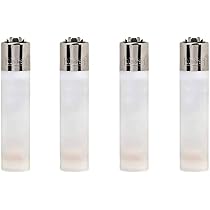 Briquets Clipper Crystal - Lot De 4 - Pierre à Feu Remplaçable, Rechargeable - Modèle #8 Transparent