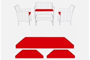 Foam & Upholstery Warehouse Garden Rattan Cushion Pad Replacement Seat Cover | Chair & Sofa| Water Resistant | 3 Piece (Cover Only) (Red)