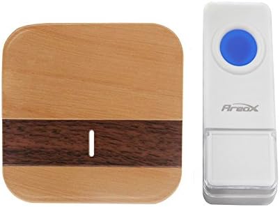 Areox Plug in Push Button Door Chime Kits Wood Grain Portable Waterproof Doorbell Wireless Door Chime with LED Indicator 52 Tones Long Range Easy to Install