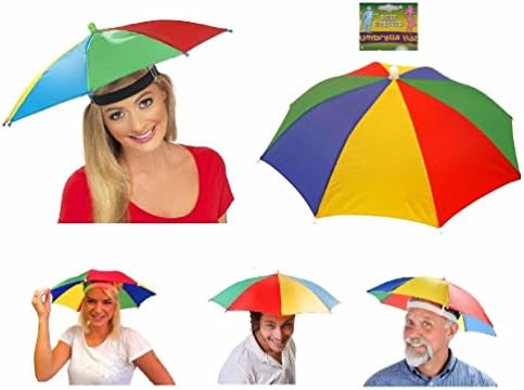 Adult Umbrella Hat Novelty Costume Mens Ladies Multi Colour Festival Sun Rain Uk