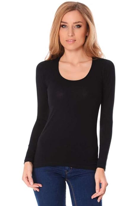 Maglia Donna JADEA In Cotone Elasticizzato - Scollo Lollo Manica Lunga