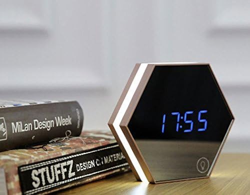 Digital Alarm Clock, Ancees Portable Mirror Alarm Clock Bedside Digital Snooze Alarm Clock with Date and Temperature Display USB Rechargeable Powered For Home, Office, Especially Woman