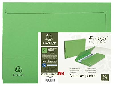 Exacompta Forever Pack de 10 Chemises poche pour A4 D30 290 g/m² 24 x 32 cm Vert