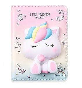 Farewell Unicorn Diary for girls, 3D Squishy Destress Unicorn Notebook Diary, Fancy Unicorn Diary Notepad, Diary for girls stylish- 120+ Pages (Pack of 1 Pcs, Pink)Kids Stationery Organiser (Unicorn Squishy Diary)