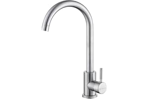 SOLVEX Grifo de Cocina,Giratorio 360° Grifos de Cocina de Acero Inoxidable 304 Monomando Regulable en Frío y Calor,Mezclador Fregadero Caño Alto Diseño Elegante,SP-10020