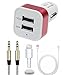 iPhone 7 Compatible Car Charger Combo Accessory with 2 port Original USB Car Charger, AUX Cable for Music, iPhone USB Data Cable (Colour Depends Upon Availability) (1 Meter) by GENLIG RS.339.00