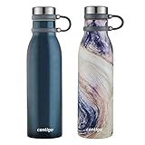 Contigo Couture Collection Bouteille d'eau Isotherme en Acier Inoxydable avec Couvercle attaché, 567 g, Bleu Nuit/Coquille crépuscule - Lot de 2
