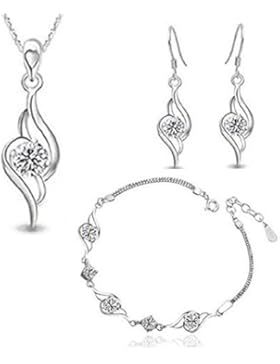 findout 925 Silver Diamond Accent Amethyst Engel Tianyu Set Ohrring + Anhänger Halskette + Armband (Amethyst)