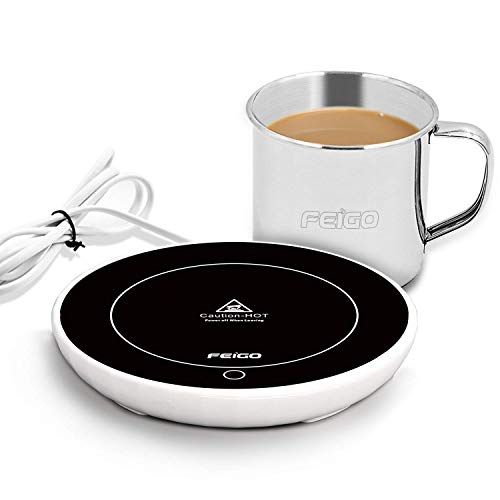 FEIGO KJG-01, Calientaplatos con portavelas redondo, Diámetro 14 cm, Negro