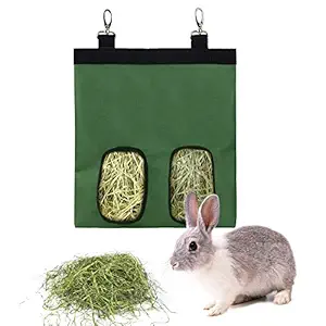 GeerDuo Rabbit Hay Feeder Bag, Guinea Pig Hay Feeder Storage ?Hanging Feeding Hay for Small Animals Larege Size 600D Oxford Cloth Fabric (M, Green)