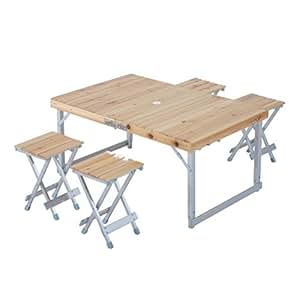 Outsunny® Campingtisch Set Klapptisch Sitzgruppe Holztisch