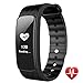 Produktbild Lintelek Smart Uhr mit Herzfrequenz Monitor, Fitness Activity Tracker Band Bluetooth 4.0 Wasserdicht mit Gesundheit Sleep Monitor Schrittzähler Kalorien/Schritt Zähler für Android iOS, Schwarz