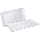 Yalin Large Rectangular Serving Plate, 17 Inch Melamine Tray, Great for Restaurant, Meat, Salad and Everyday Use, Set of 2 Wh