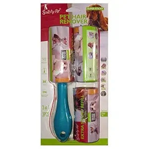 Smarty Pet Lint Roller with Cover 60 Sheet & 2 Refills 60 Sheets Each for Dog Hair Removal, Dust Free Clothes & Furniture