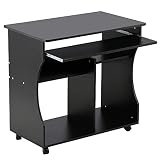 Mesa de computadora con ruedas: con 4 rollos de seguridad, la mesa de la computadora se mueve de manera fácil y segura. 2 de ellos tienen freno, por lo que la computadora es estable y sólida.