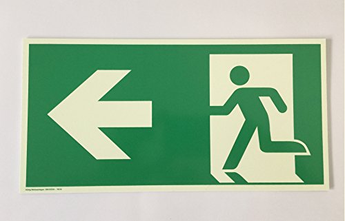 Schild Notausgang Pfeil links langnachleuchtend 300x150mm PVC selbstklebend gemäß ASR A1.3 + DIN EN ISO 7010 + DIN 67510 (Fluchtwegschild Notausgang Rettungszeichen Rettungsweg Rettungsschild) - 2
