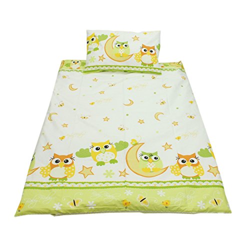 Kinderbettwäsche 100x135 Bettgarnitur Baby Bettwäsche 2 tlg. Bettset 100% Baumwolle Eulen- Bärchenmotiv