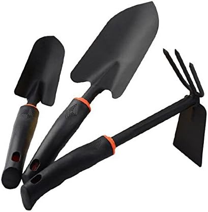 Mini Garden Tool Set, Keno rubber handle metal head Haue Spade Hoe Rake with 3 in 1 Tool for Garden Plants