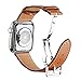 Produktbild Happysdh Armband für IWatch 4 Apple Watch 40/44mm, Smartwatch Zubehör Butterfly-Schnalle aus Leder Ersatzarmband Armbänder Smartwatch für Männer Frauen (braun, 44mm)