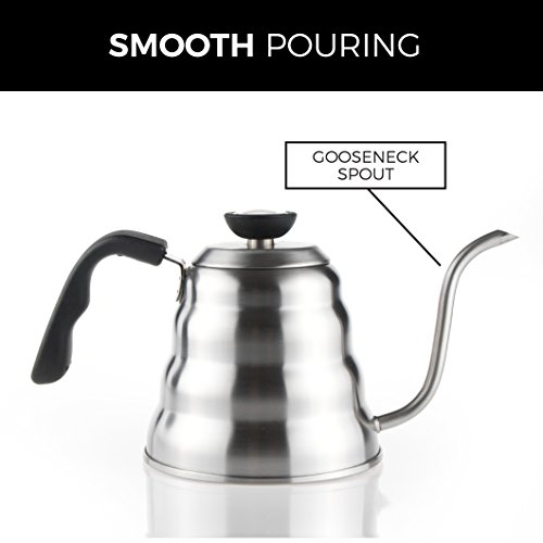 BOCHA – Handbrüh Kaffee Und Tee Kessel 1,2 L Edelstahl Wasserkessel Mit Temperaturanzeige Thermometer, Gratis Schaufel Beutel Klammer Und Ebook Inbegriffen - 2