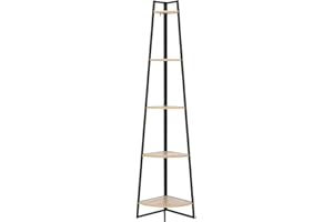 5 five simply smart 5five - Étagère d'angle Aliaj - Effet Bois et Métal - 5 Niveaux, H 180 cm - Meuble de Rangement pour Salon, Chambre, Bureau