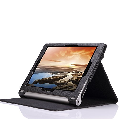 MoKo Lenovo Yoga 10 HD+/Yoga 10 Hülle Case – PU Leder Tasche Ständer Schutzhülle Ledertasche Etui Smart Cover mit Stylus-Halterung für Yoga 10 HD+ 10 Zoll HD Android 4.3 Jelly Bean Tablet,Schwarz - 9