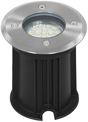 Ranex 5000.461 Spot de Sol LED Rond Inox/Plastique/Verre Brossé