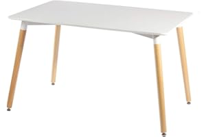 LANTUS Mesa de comedor, mesa de cocina rectangular moderna, mesas estilo nórdico con patas de madera de haya(110 x 60 x 75 cm-blanco)