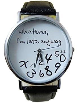 FEITONG Damenuhr Armbanduhr Quarzuhr Elegant Schwarz PU Leder Uhr NEU 