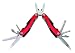 Produktbild Multifunktionswerkzeug Messer rot Nylon Tasche gefederter, ausklappbarer Kombizange, Aluminium beschichteten Griffen integrierte Edelstahl Werkzeuge Säge, Feile, Fischermesser + Maßstab Inch, Dosenöffner & Kapselheber, Messerklinge, Kreuzschlitzschraubendreher, kleiner & großer Schraubendreher