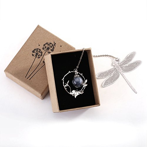 Fancy Finca Creative Signet avec de magnifiques Pendentifs - Un Magnifique Boule en verre tenant Préservé Fleurs fraîches., Dragonfly, L