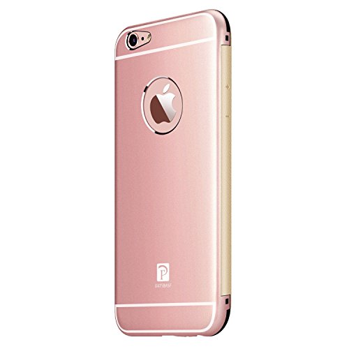 Premium Oats Apple iPhone 6, 6s Schutzhülle mit stylischer Aluminium Vorder und Rückseite Sichtfenster Anrufe schnell Annehmen Hülle Hard Cover Flip Back Case Tasche – von OKCS® – in Rose Gold - 5