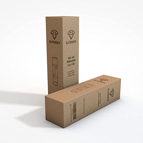 Salz- und Pfeffermühle 2-in-1 Set aus Edelstahl | Premium Gewürzmühle mit Keramikmahlwerk | Hochwertige Doppelmühle mit Acrylglas | Inklusive hochwertigem E-Book - 8