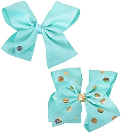 Set of 2 JoJo Siwa Large Bow Mint Gold Dancer Hair Girls Party Fun
