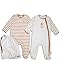 The Essential One - 2 Pack Baby Unisex Star Sleepsuits Babygrows - Orange Beige - 3-6 Months - ESS140