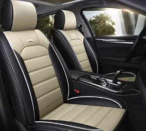 3D FRONTLINE PU Leather Car Seat Cover Beige-Black for Hyundai Grand i10