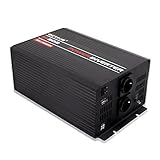HOCHWERTIGE KOMPONENTEN - Der Power Inverter ist sehr robust gebaut, arbeitet jedoch dank leiser Aktiv-Lüfterkühlung flüsterleise sowie äußerst effizient und ist dadurch auch für den Dauerbetrieb geeignet. Durch hochwertige Elektronikkomponenten und neueste Hochfrequenztechnik ist er dabei in der Lage Wirkungsgrade von bis zu 93% zu erreichen und das bei minimalem Eigenstromverbrauch