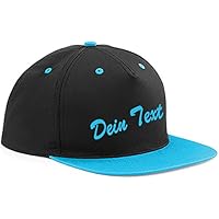 Blau Schwarz 5 Panel Contrast Snapback bestickt mit Wunschtext Name