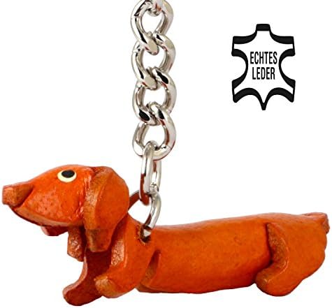 MONKIMAU Leather Keyring Dachshund Dog